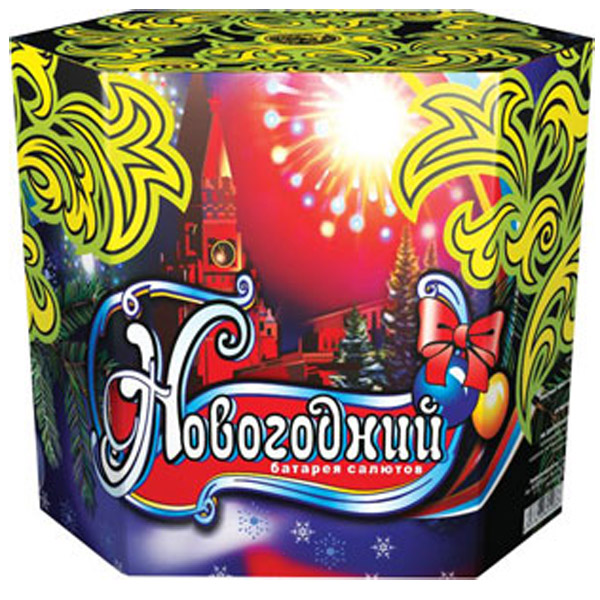 Новогодний: батарея фейерверков 13 зарядов - калибр ствола  1,2"